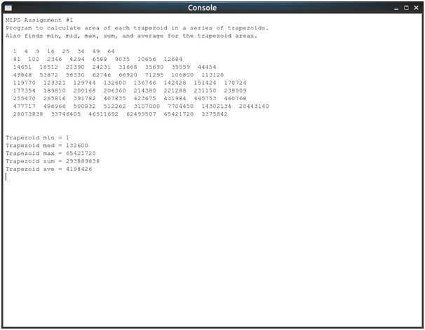 Calculate area of shape and find average largest and smallest in assembly language