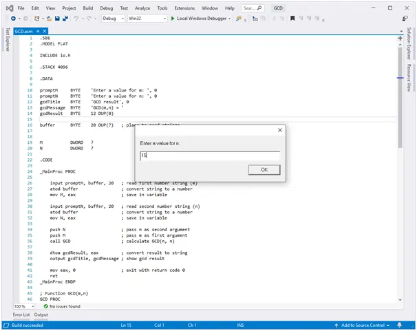 GCD routine in x86 assembly language recursive algorithm 1