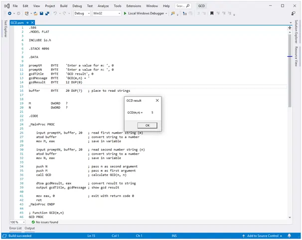 GCD routine in x86 assembly language recursive algorithm 2