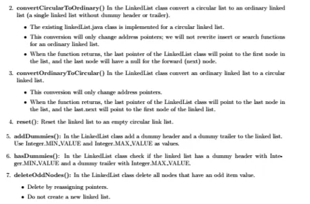 Implement linked lists using Java programming language 1