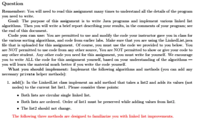 Implement linked lists using Java programming language