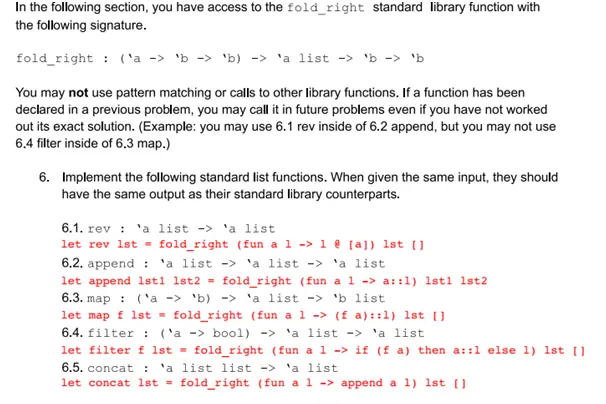 Pattern matching and higher order functions using OCAML 4