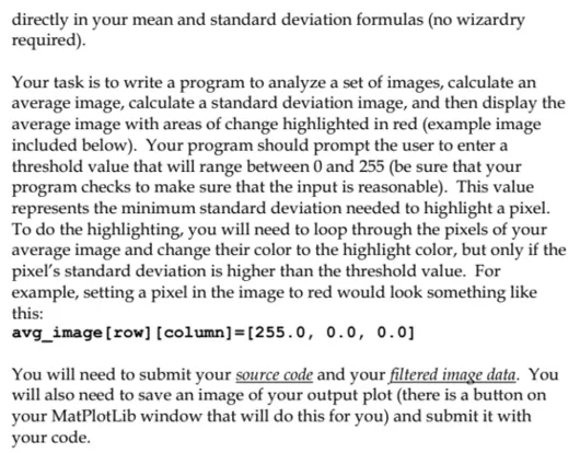 Program to calculate average and standard deviation of image in python 1