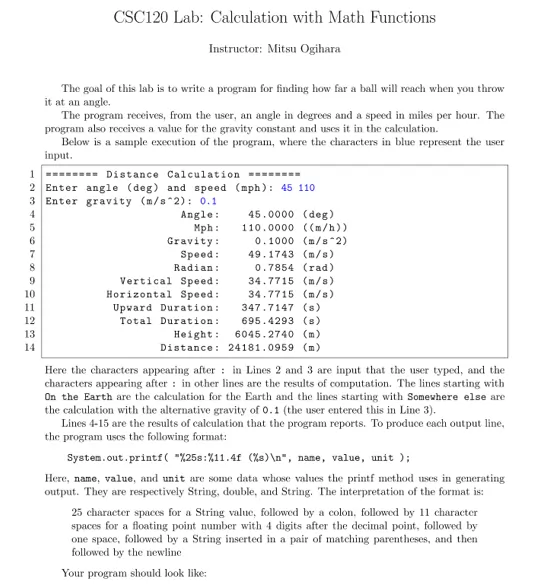 Program to calculate using math functions in java