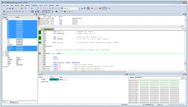 Program to check if a magic square is valid in ARM assembly language using KEIL1