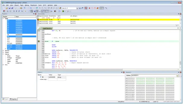 Program to check if a magic square is valid in ARM assembly language using KEIL2