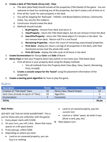 Program to create a monopoly property in Java 1