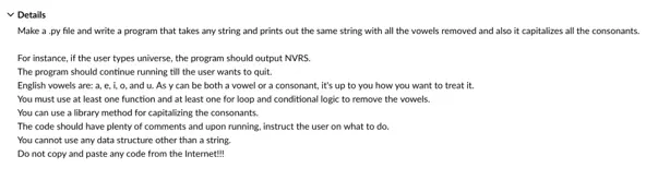 Program to print string after removing vowels in python language