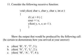 Program to solve recursion questions in C language 3