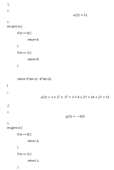 Program to solve recursion questions in C language 4