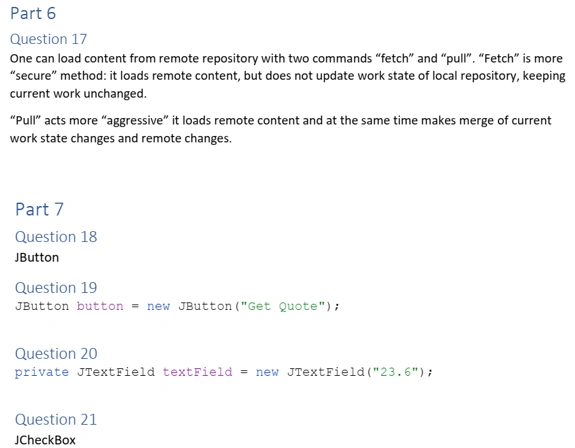 Solutions to questions based on code provided 8