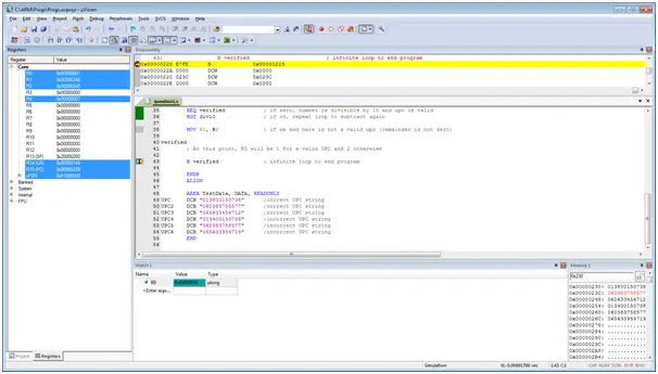 Verify UPC code to check digit in ARM assembly language using Keil 1