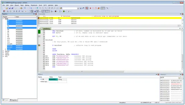 Verify UPC code to check digit in ARM assembly language using Keil 2