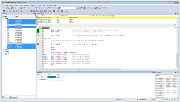 Verify UPC code to check digit in ARM assembly language using Keil