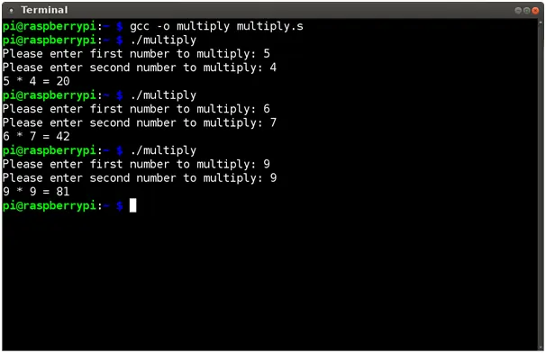 calculate fibonacci in ARM assembly language for Raspberry PI