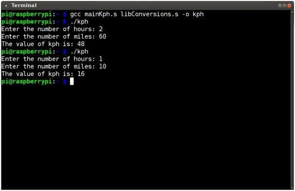 convert miles to kilometres in ARM assembly language