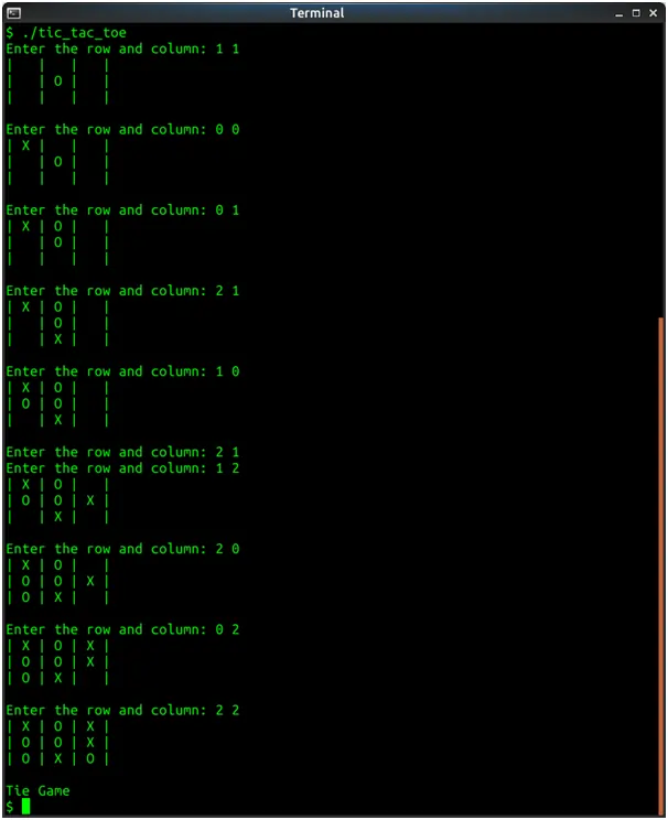 game of Tic Tac Toe in C language1