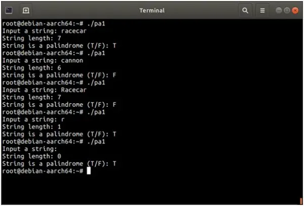 Program to check if string is a palindrome in Assembly language