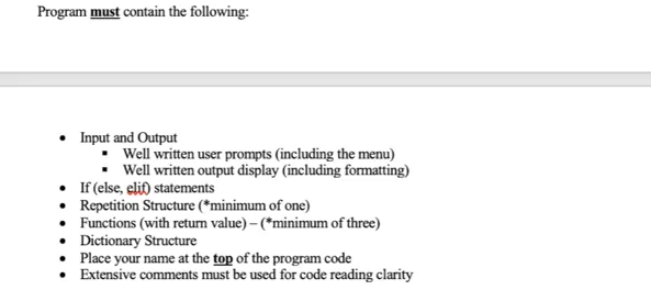 program to create food menu system in python 1