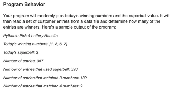 program to create lottery picking system in python