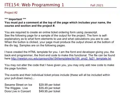 program to create online ticket ordering system in javascript