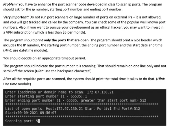 program to create port scanner in python