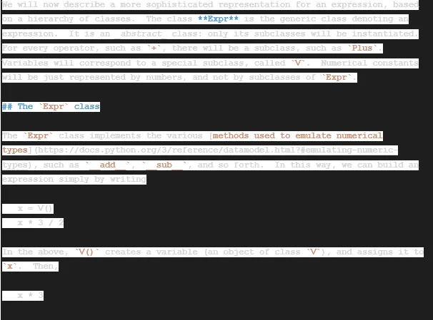 program to implement expression as classes in python