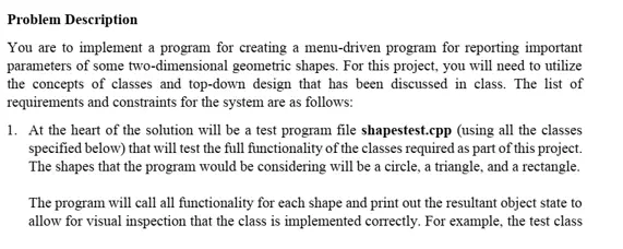 program to implement geometric shapes in C