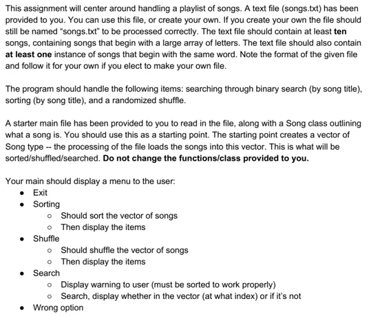 program to implement playlist handling system in C++