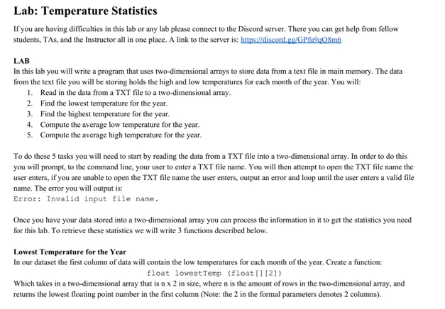 program to implement temperature statistics in C++