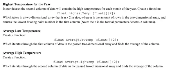 program to implement temperature statistics in C 1