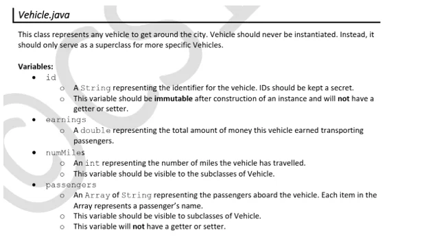 program to implement vehicle management in java