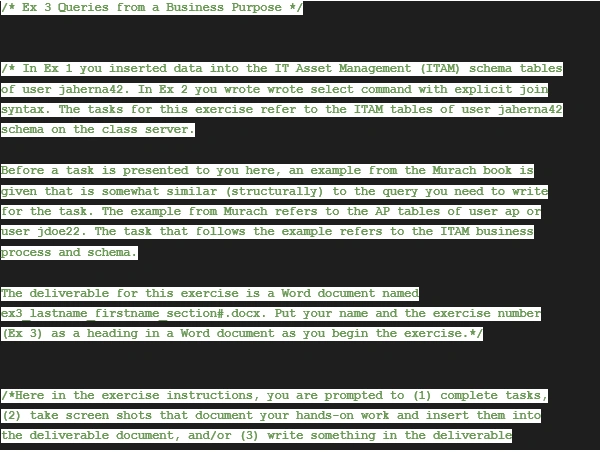 program to solve IT asset management in SQL