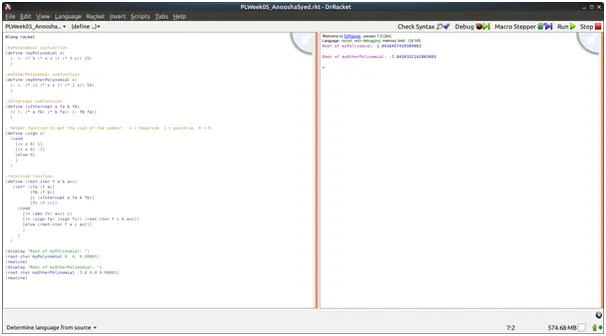 program to solve polynomial in Racket