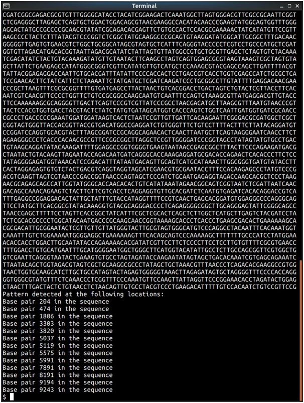 search DNA sequence in C and MIPS assembly language 1