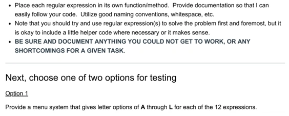 simulate regular expressions in java 1